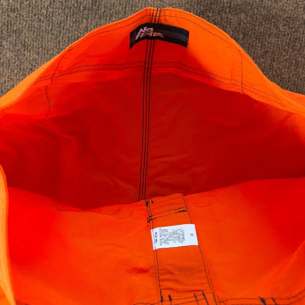 No Fear Pluto 2 Board Shorts Mens 32 Orange Vintage Cargo Swim Trunks SB033 NWT